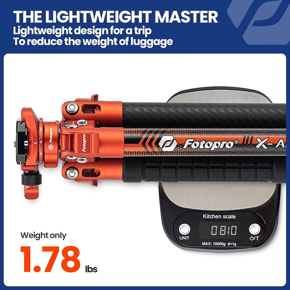 Fotopro X-aircross 3 Lite lengvas anglies pluošto kelioninis trikojis 157 cm su panoraminiu rutuliniu galvučiu, 0,81 kg itin lengvas nešiojamas kuprinės kameros kelioninis trikojis, skirtas dslr su nešiojimo krepšiu, apkrova iki 10 kg