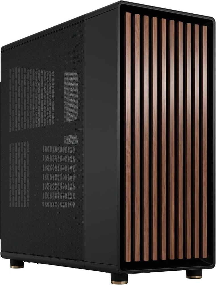 Fractal Design North Charcoal Juodas - medžio riešuto priekis - tinklinės šoninės panelės - du 140 mm Aspect Pwm ventiliatoriai - intuityvus vidaus išdėstymo dizainas - Atx Mid Tower Pc žaidimų korpusas, 124731