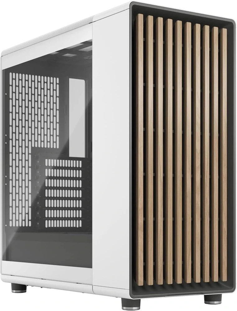 Fractal Design North Pc dėklas, balta, su medžio elementais ir stiklu