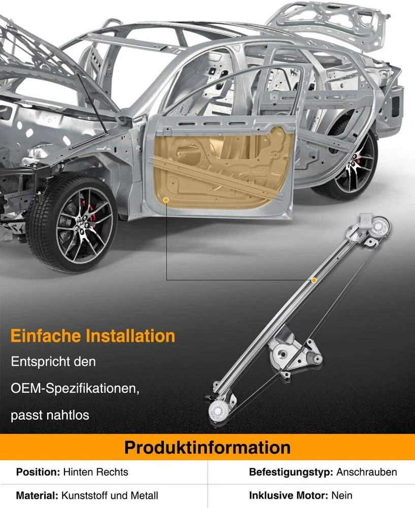 Frankberg lango pakėlėjas galinis dešinys, tinkamas E-class W210 S210 Notchback Estate 1995-2003 2107301646