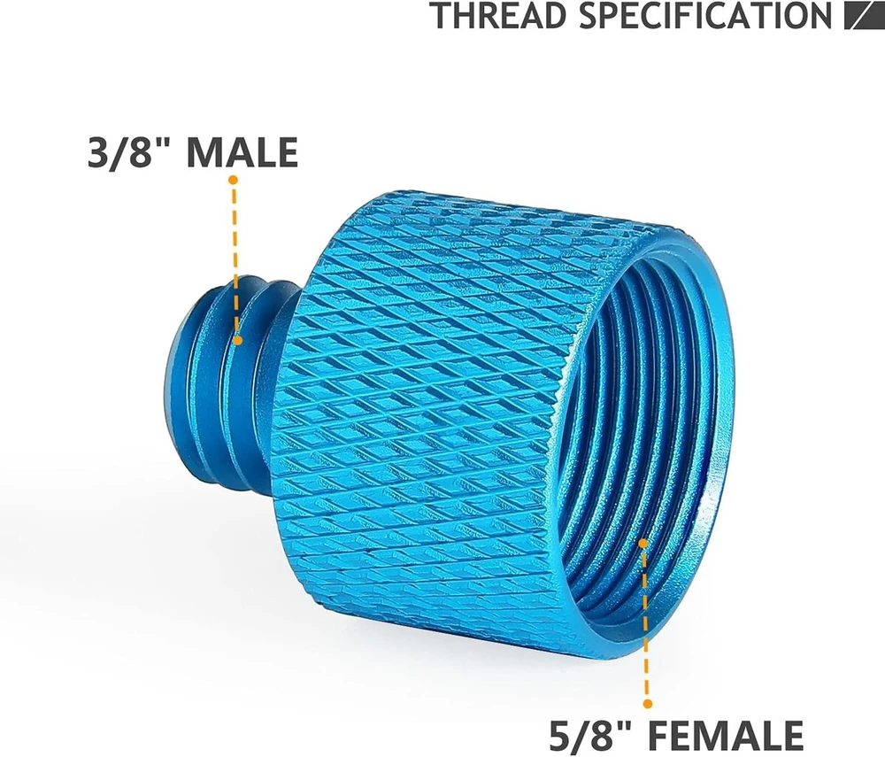 Objektyvas Frgyee mikrofono sraigtinis adapteris 5/8 į 1/4 sriegio adapteris ir 5/8 į 3/8 adapteris trikojui, mikrofono stovui ir kameros adapteriui (mėlynas)
