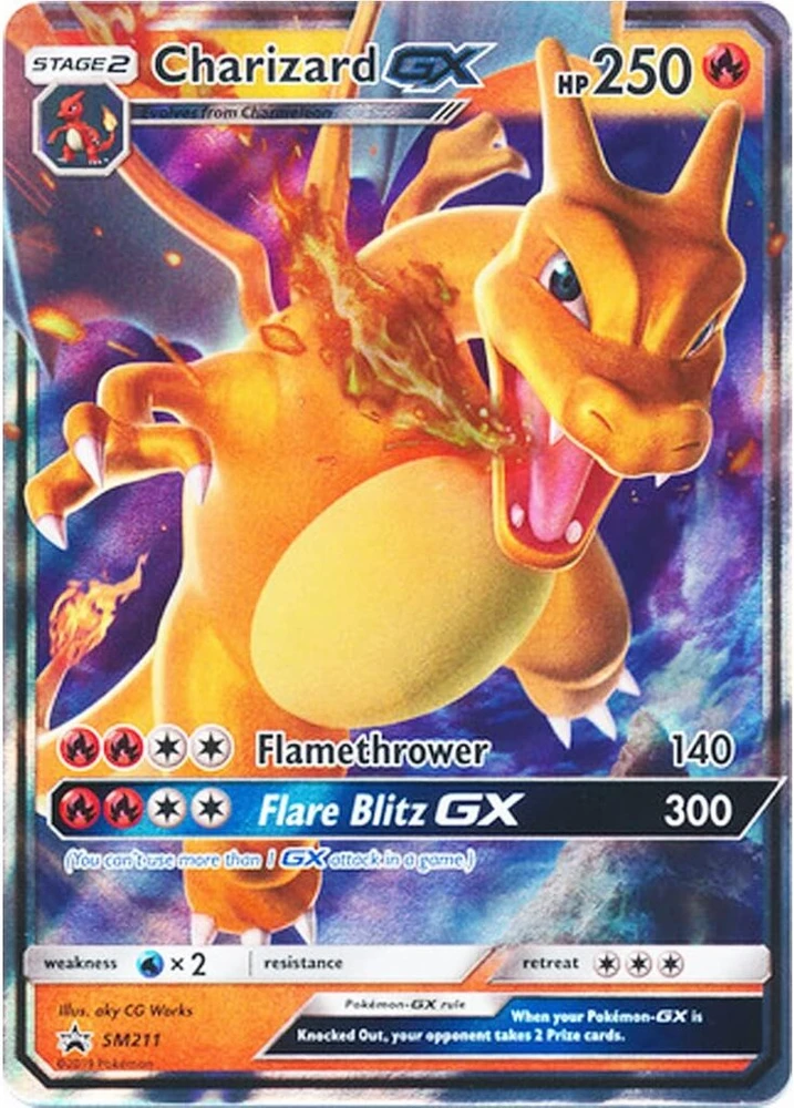 Friki Monkey Pokemon Charizard Gx Sm211 Full Art Holo Sm Juodas Star Promos Jumbo Xxl + papildoma apsauga beveik naujas (iš boosterio) 2019