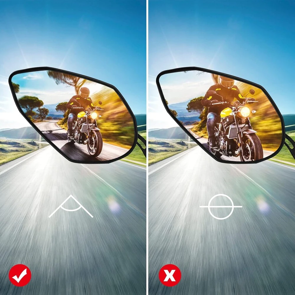 Ftvogue išgaubti motociklo galinio vaizdo veidrodėliai, 8 mm 10 mm universalūs motociklų motorolerių galinio vaizdo veidrodėlių pora (juodi)