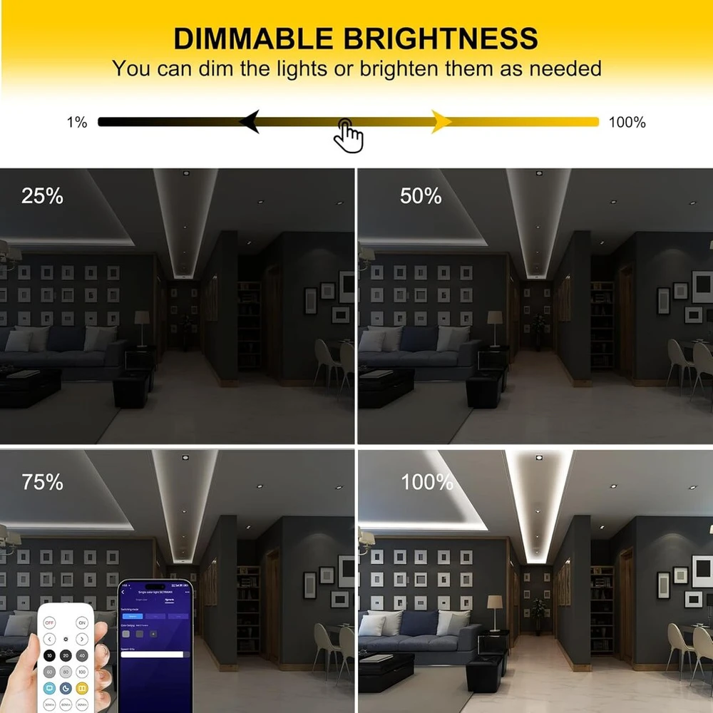 Fuiqi Cob Led juosta 5 m, dienos šviesos balta 6000 K Led juosta, 24 V šviesos juosta, pritemdoma su nuotolinio valdymo pulteliu ir maitinimo šaltiniu, išmanioji programėlė, Cri>90, 8 mm plotis, tinkama miegamiesiems, virtuvėms, spintelėms