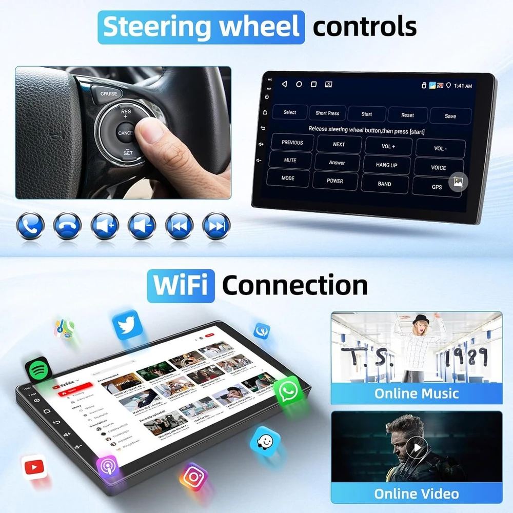 Automagnetola Fuluku 4+64g android automobilinis radijas, skirtas citroen berlingo b9 2008-2017 su belaidžiu carpaly ir android auto, 9 colių ips jutiklinis ekranas su bluetooth 5.0/gps/atbuline kamera/fm/wifi/swc