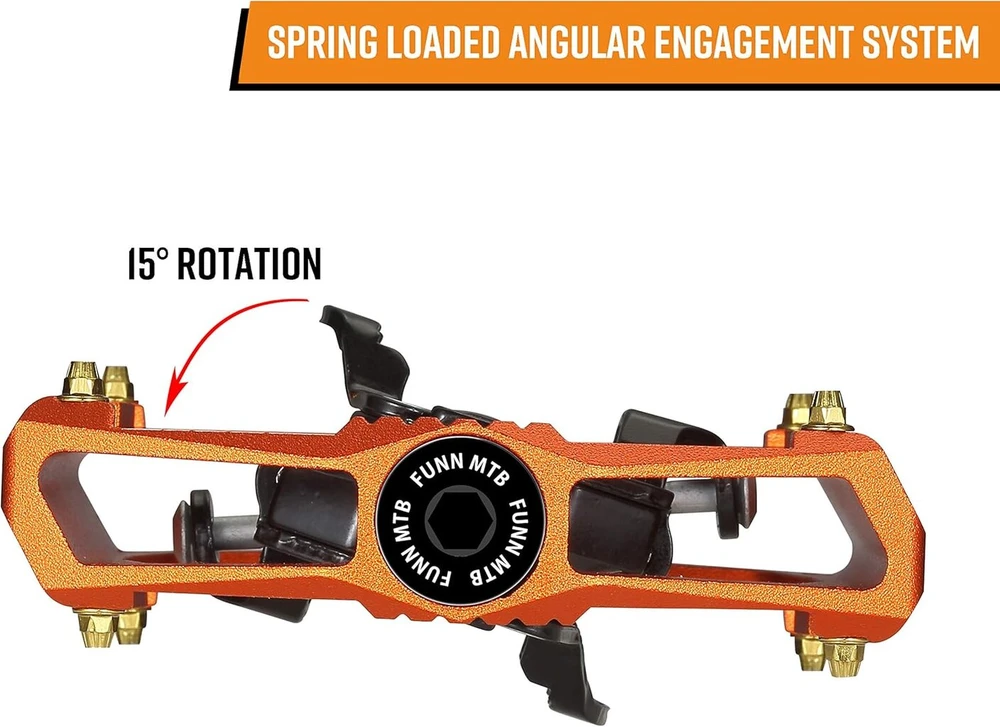 Funn Ripper kalnų dviračio įsegami pedalai, Rocker Clip/spring Loaded fiksavimo mechanizmas, suderinami su Spd trinkelėmis, 9/16 Crmo ašies dviračio pedalai Mtb/žvyro dviračiams
