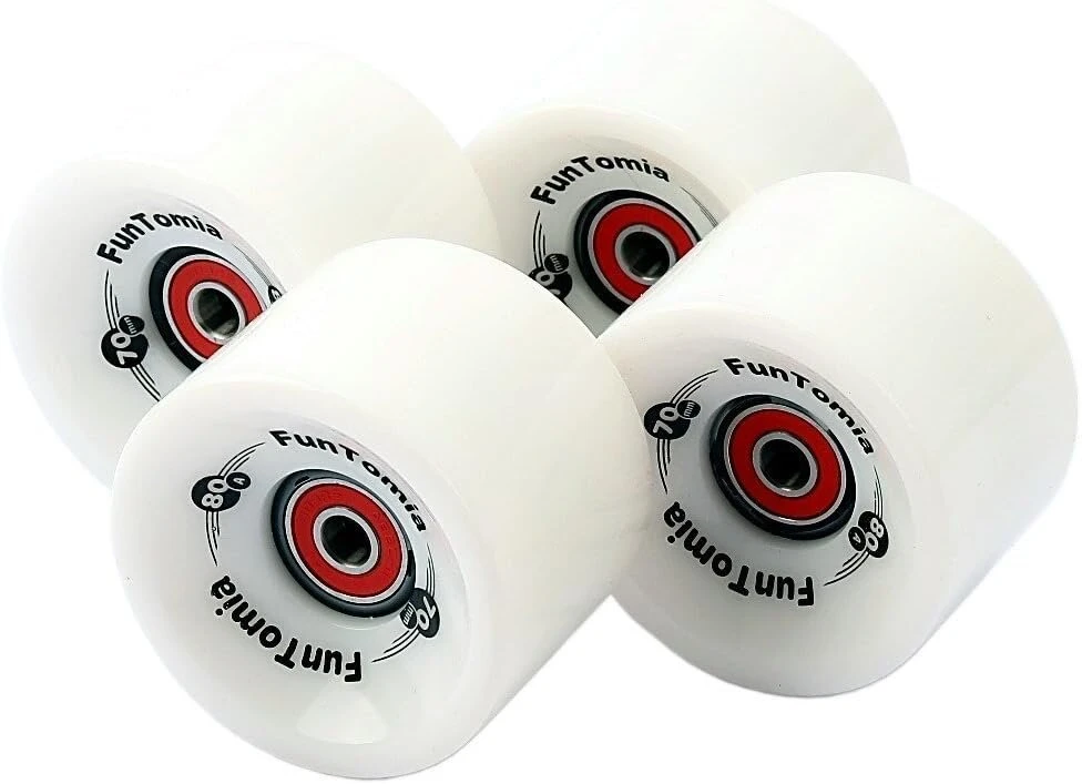 Funtomia 4 longboard'o/riedlentės ratų komplektas (dideli ratai) 70 x 51 mm 80a, įskaitant mach1 guolius