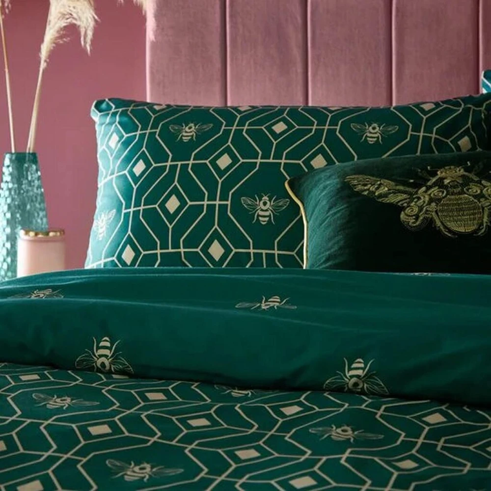 Patalynės komplektas Furn. Bee Deco polikotoninis antklodės užvalkalų komplektas, French Mėlyna, King Size