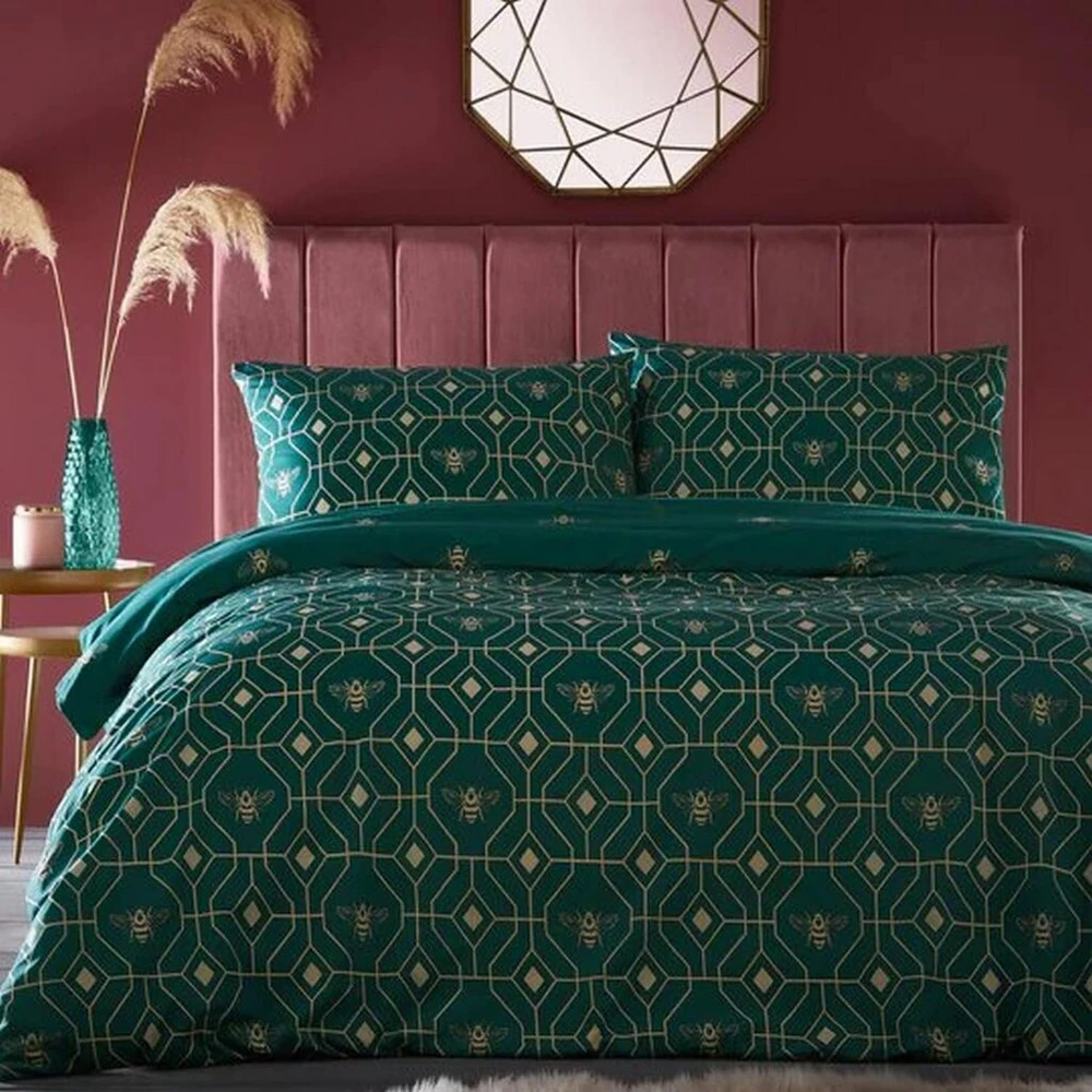 Patalynės komplektas Furn. Bee Deco polikotoninis antklodės užvalkalų komplektas, French Mėlyna, King Size