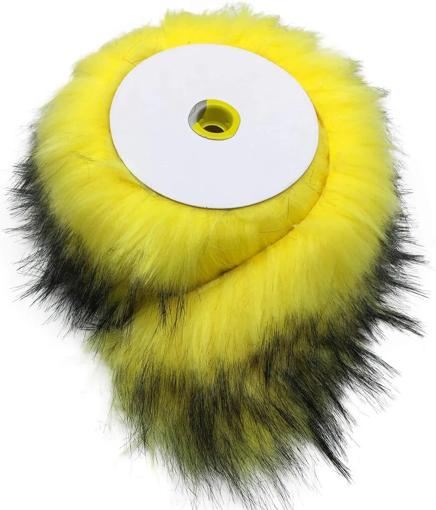 Furryvalley dirbtinio kailio apvadas, imituojantis lapės, kiaunės, šuns kailį, rankų darbo medžiaga, pūkeliai papuošalams, šlepetėms, apykaklėms, minkštų žaislų dekoravimui, 2 jardai (aukso geltonumo)