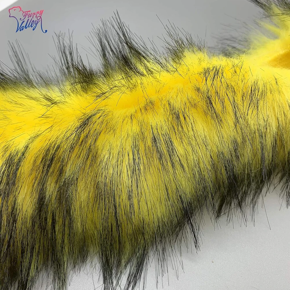 Furryvalley dirbtinio kailio apvadas, imituojantis lapės, kiaunės, šuns kailį, rankų darbo medžiaga, pūkeliai papuošalams, šlepetėms, apykaklėms, minkštų žaislų dekoravimui, 2 jardai (aukso geltonumo)