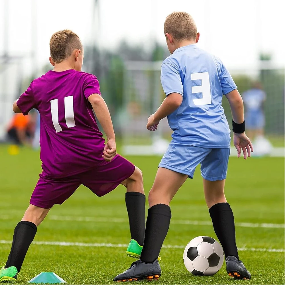 Futbolo blauzdų apsaugos su kojinėmis, optimizuota kišenė suaugusiems ir jaunių vaikams su kulkšnies apsauga, dydis L