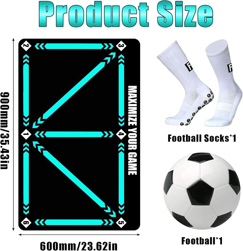 Futbolo kilimėlis, treniruočių kilimėlis, futbolas, futbolas, pakopų treniruočių kilimėlis, neslystantis futbolo pakopų treniruočių kilimėlis, 60 x 90 cm, smūgius sugeriantis futbolas