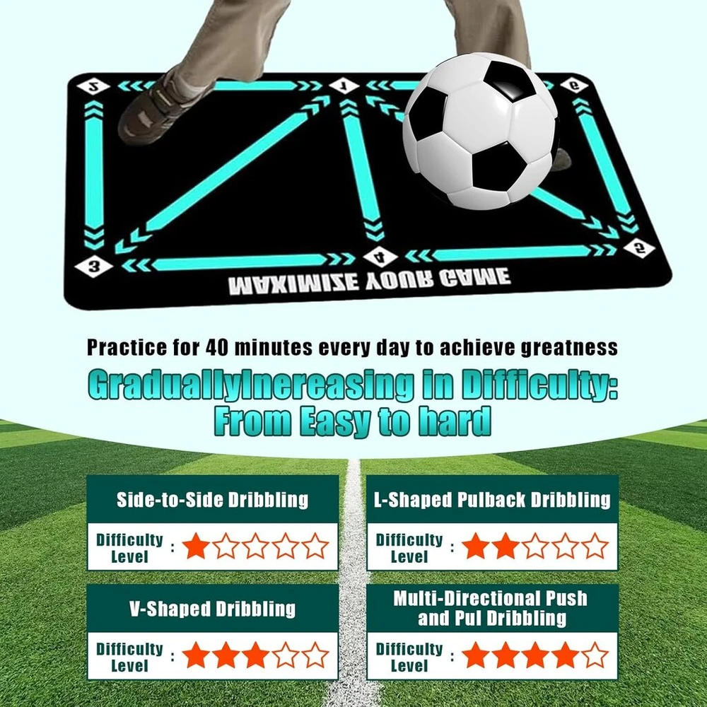 Futbolo kilimėlis, treniruočių kilimėlis, futbolas, futbolas, pakopų treniruočių kilimėlis, neslystantis futbolo pakopų treniruočių kilimėlis, 60 x 90 cm, smūgius sugeriantis futbolas