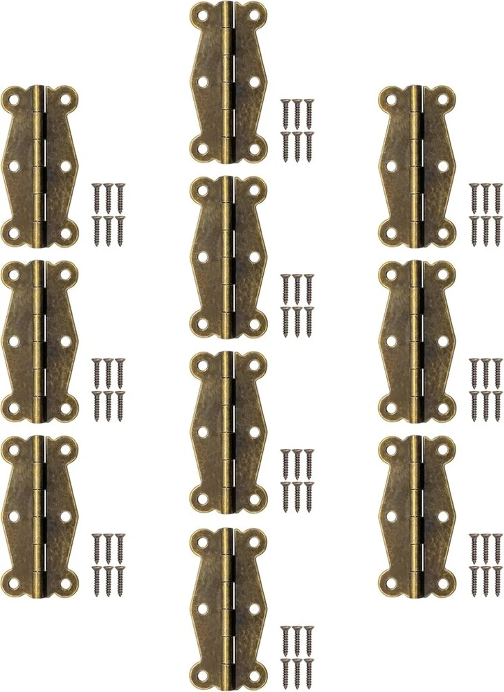 Fuxxer® Antikvariniai mini vyriai metaliniai vyriai Vintage dizainas 48 x 24 mm 10 vnt. rinkinys