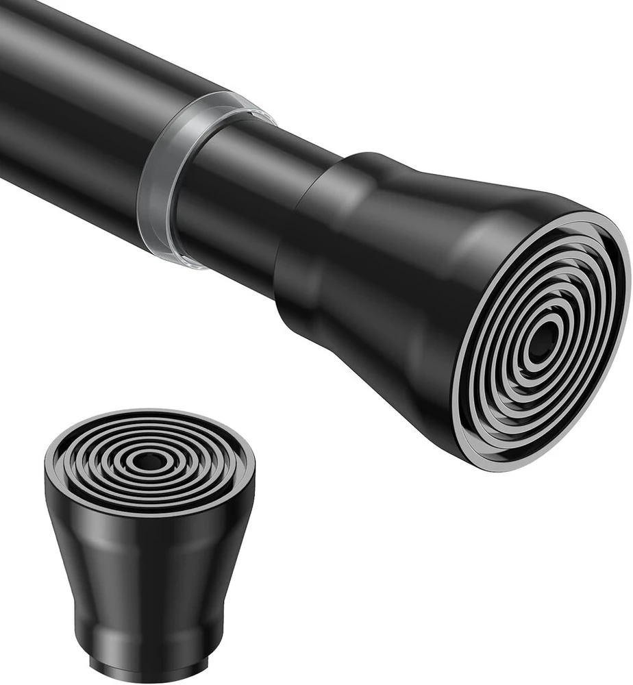 Fvonzn dušo užuolaidų strypas užspaudimui (70-127 cm) - juodas užuolaidų strypas be gręžimo - teleskopinis įtempimo strypas 71-127 cm - užuolaidoms ir dušui