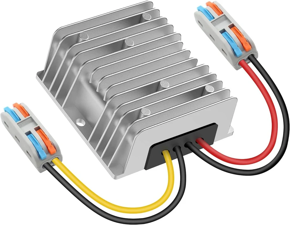 Fxlpower 24 V į 12 V įtampos keitiklis, žeminantis 24 V į 12 V 15 A 180 W su greito jungimo kabelio jungtimi, įtampos stabilizatorius golfo automobiliui, automobilio varikliui, sunkvežimiui, automobiliui, valčiai
