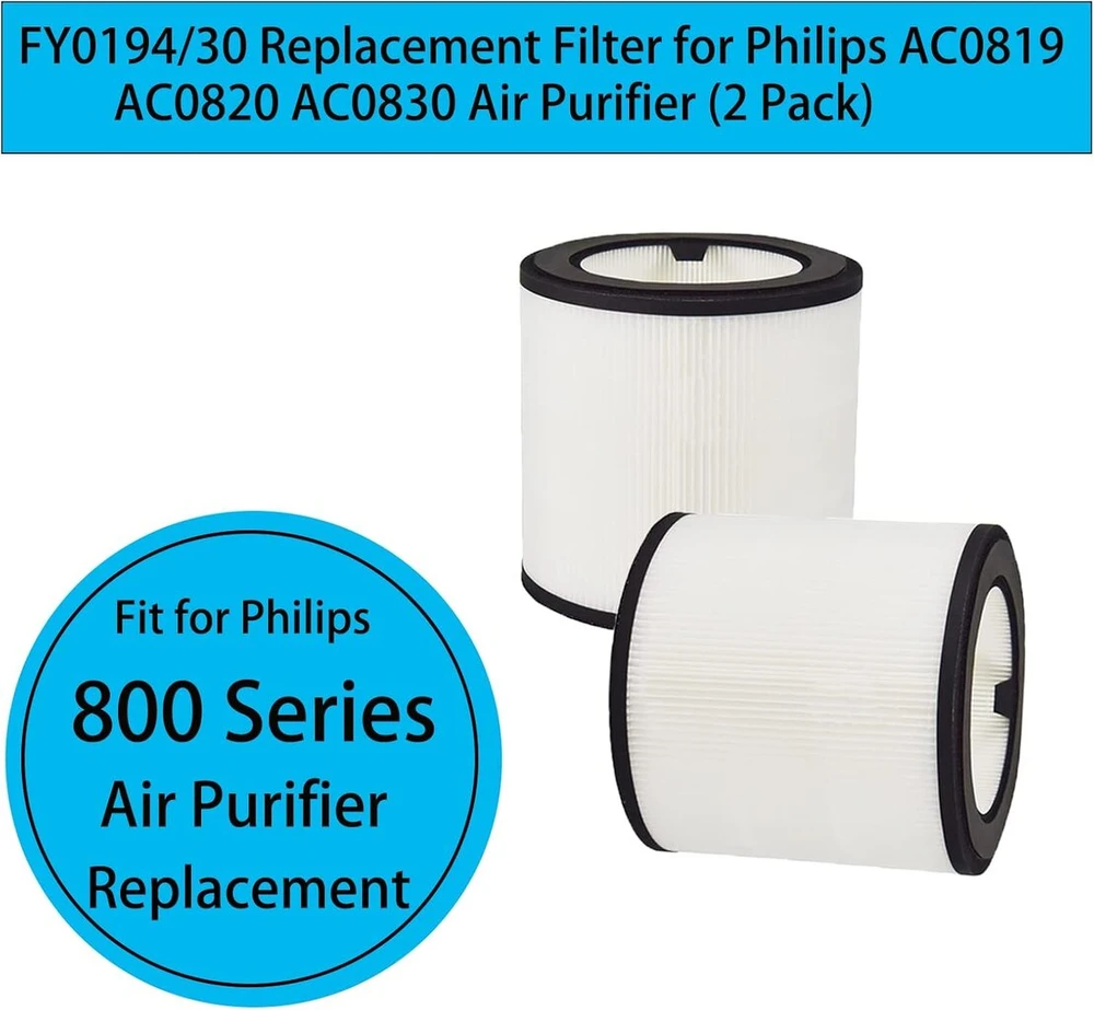 Fy0194/30 pakaitinis filtras, skirtas Philips Ac0819 Ac0820 Ac0830 oro valytuvui 800 serijos priedai, pakaitinis Hepa filtras, 2 vnt.