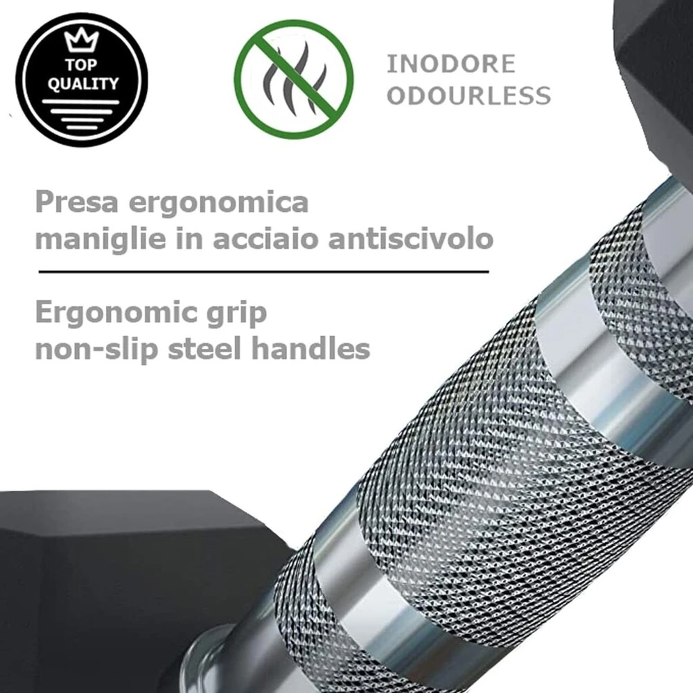 G5 Ht Sport profesionalus gumuotas šešiakampis hantelis nuo 1 iki 50 kg | Svorio kilnojimas sporto salėje arba namų sporto salėje | Ergonomiška neslystanti rankena | Parduodamas atskirai