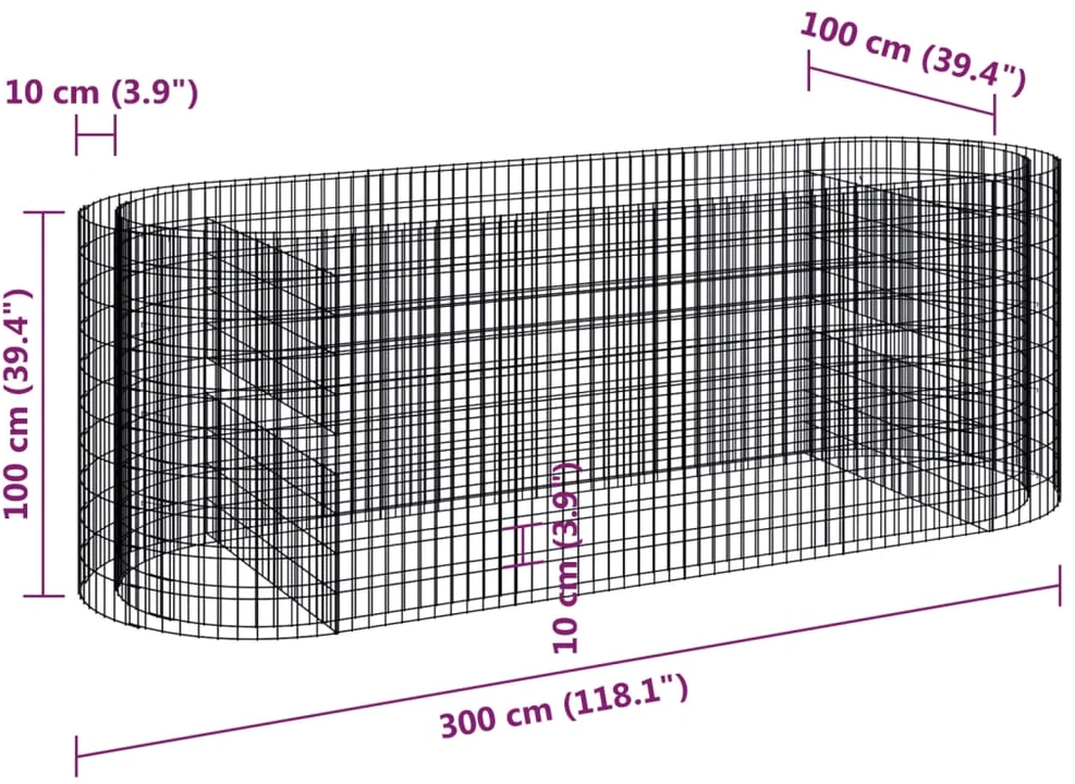 Gabiono lovelis, 300x100x100cm, galvanizuota geležis, aukštas