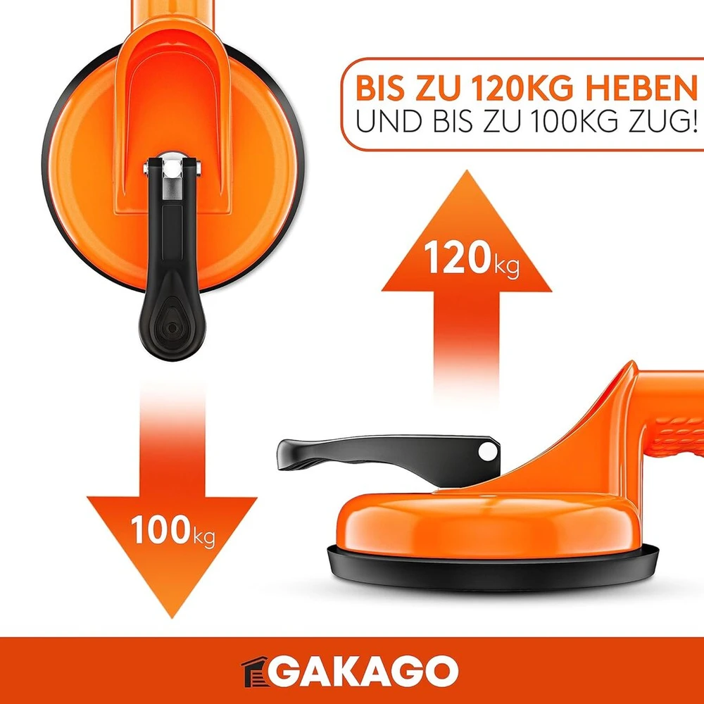 Gakago siurbtukai (2 vnt.) - ergonomiškos ir neslystančios siurbimo rankenos - 120 kg keliamoji galia vakuuminis keltuvas plytelėms, laminatui, langams ir stiklui transportuoti kaip stiklo keltuvas, stiklo siurbtukas