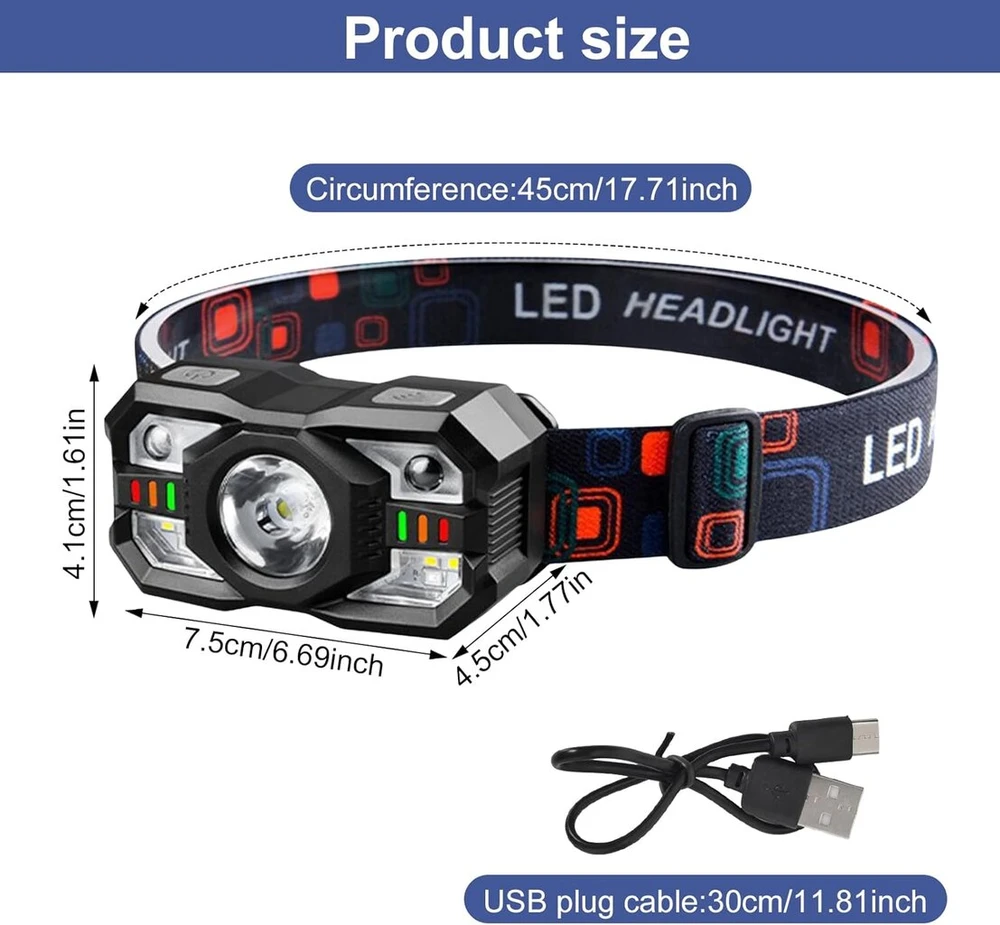 Galingas Led priekinis žibintas su Usb įkrovimu, 2000 Mah