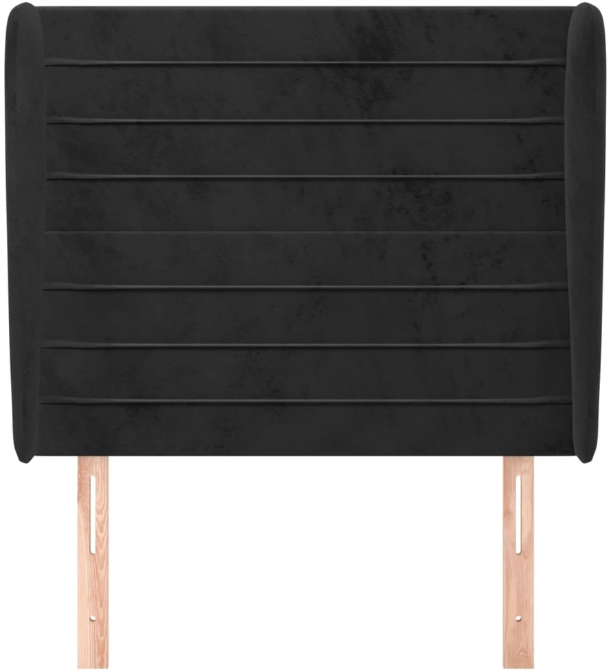 Lova Galvūgalis su auselėmis, juodas, 103x23x118/128cm, aksomas