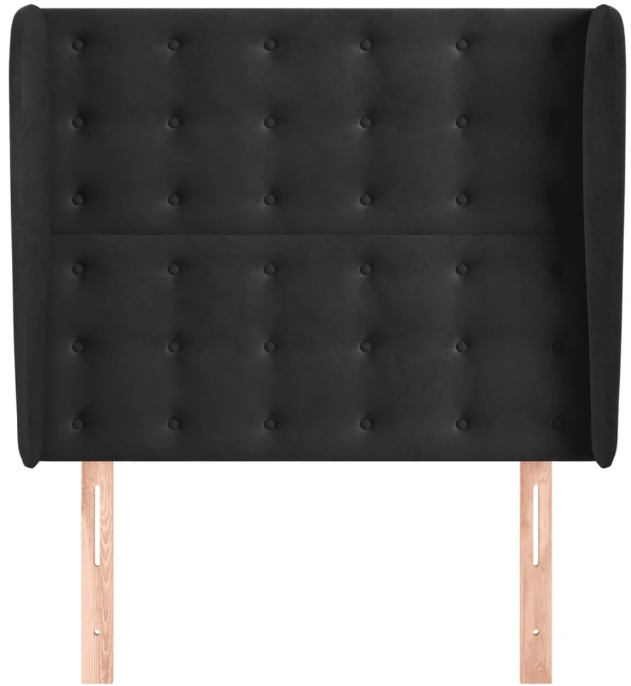 Lova Galvūgalis su auselėmis, juodas, 103x23x118/128cm, aksomas