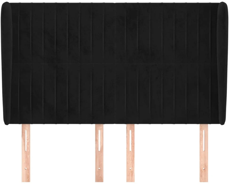 Lova Galvūgalis su auselėmis, juodas, 147x23x118/128cm, aksomas