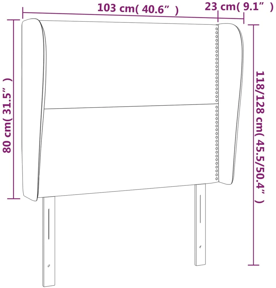 Lova Galvūgalis su auselėmis, pilkas, 103x23x118/128cm, audinys