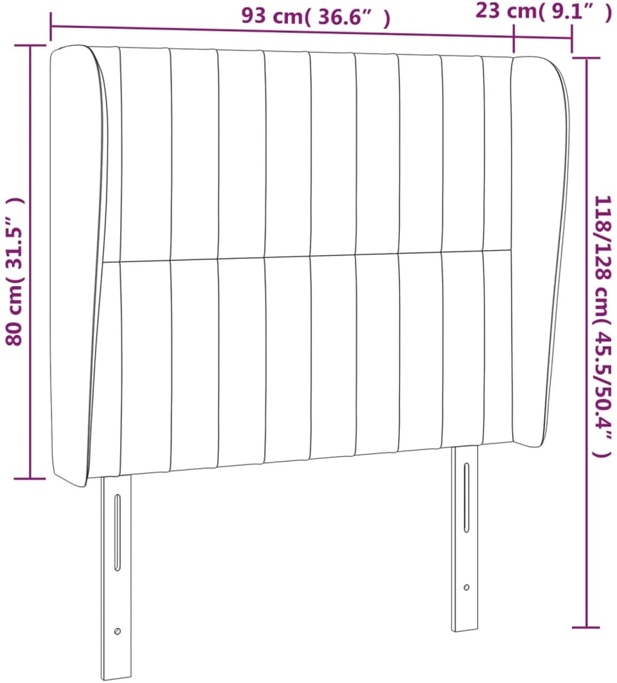 Lova Galvūgalis su auselėmis, rudas, 93x23x118/128cm, audinys