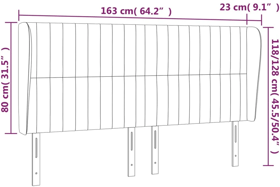 Lova Galvūgalis su auselėmis, taupe, 163x23x118/128cm, audinys