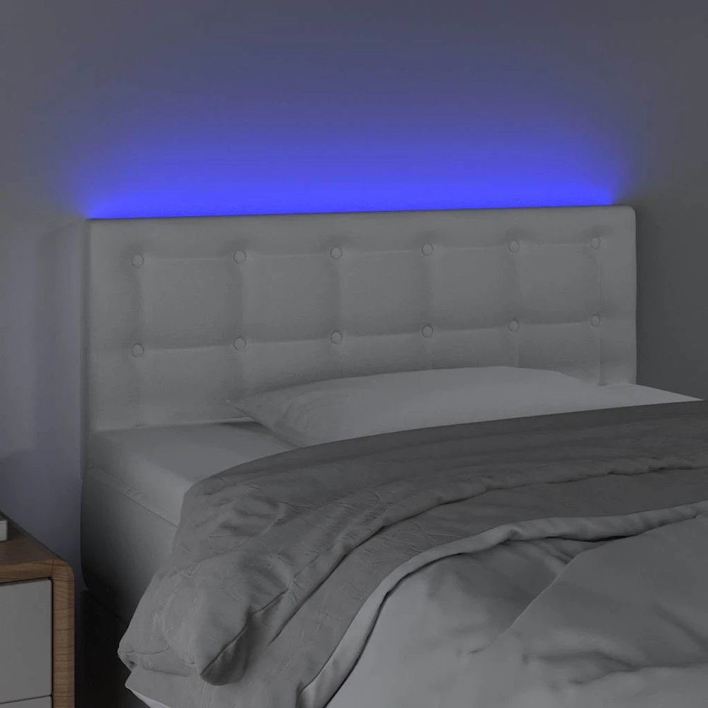 Lova Galvūgalis su LED, baltos spalvos, 100x5x78/88cm, dirbtinė oda