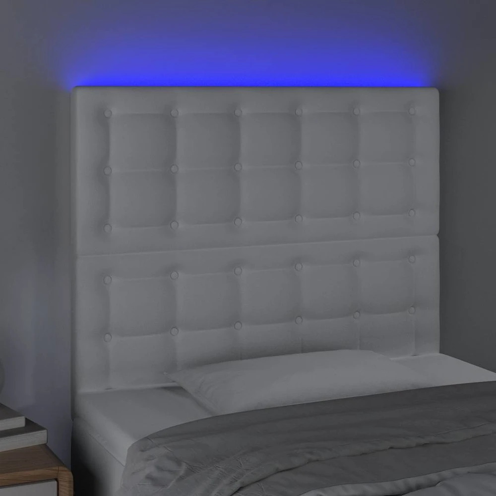 Lova Galvūgalis su LED, baltos spalvos, 90x5x118/128 cm