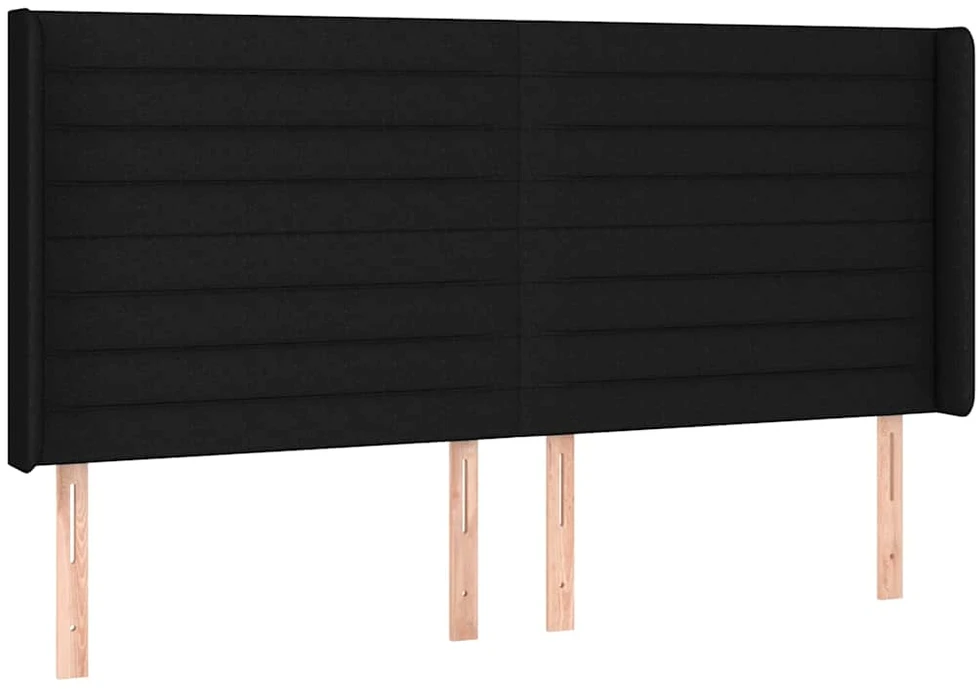 Lova Galvūgalis su LED, juodos spalvos, 183x16x118/128cm, audinys