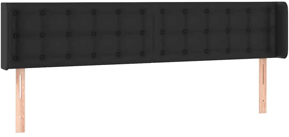 Lova Galvūgalis su LED, juodos spalvos, 183x16x78/88cm, dirbtinė oda