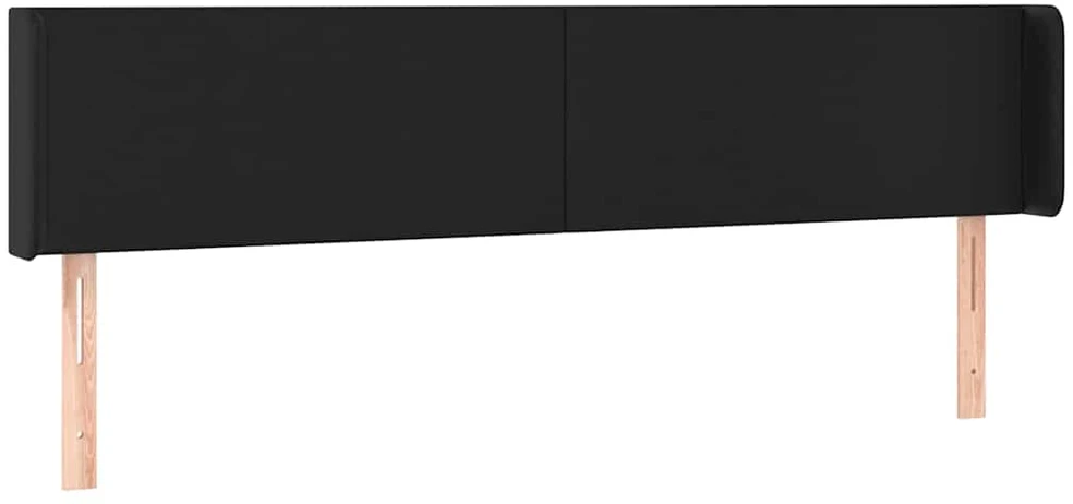 Lova Galvūgalis su LED, juodos spalvos, 183x16x78/88cm, dirbtinė oda
