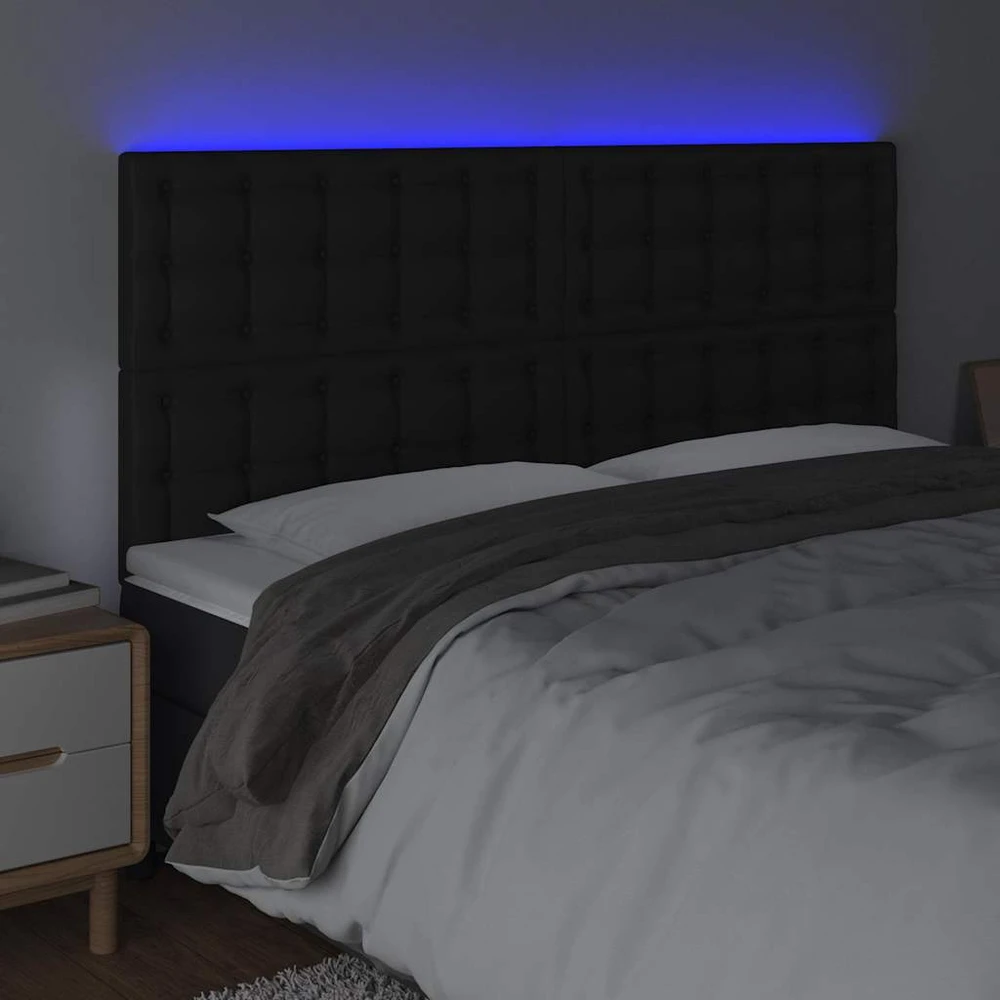 Lova Galvūgalis su LED, juodos spalvos, 200x5x118/128 cm