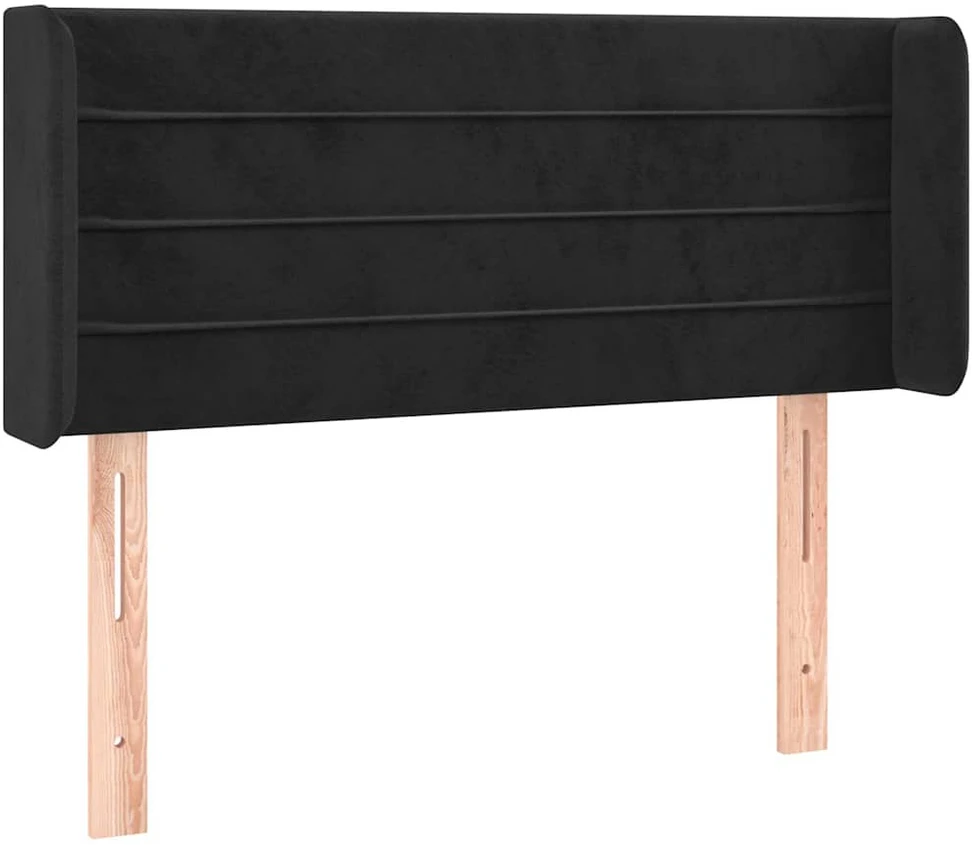 Lova Galvūgalis su LED, juodos spalvos, 83x16x78/88cm, aksomas