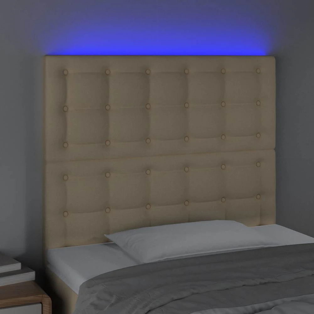 Lova Galvūgalis su LED, kreminės spalvos, 80x5x118/128cm, audinys