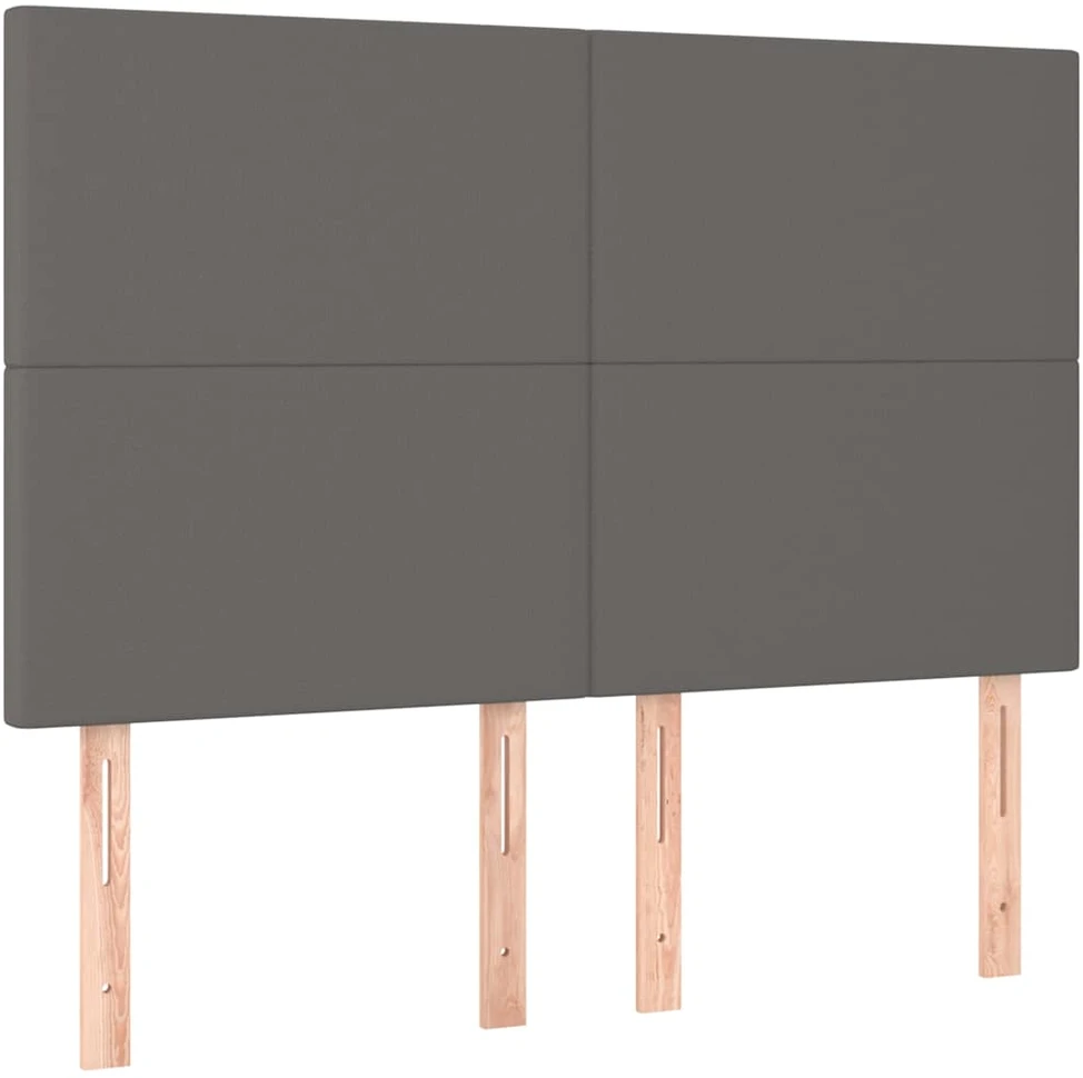 Lova Galvūgalis su LED, pilkas, 144x5x118/128cm, dirbtinė oda
