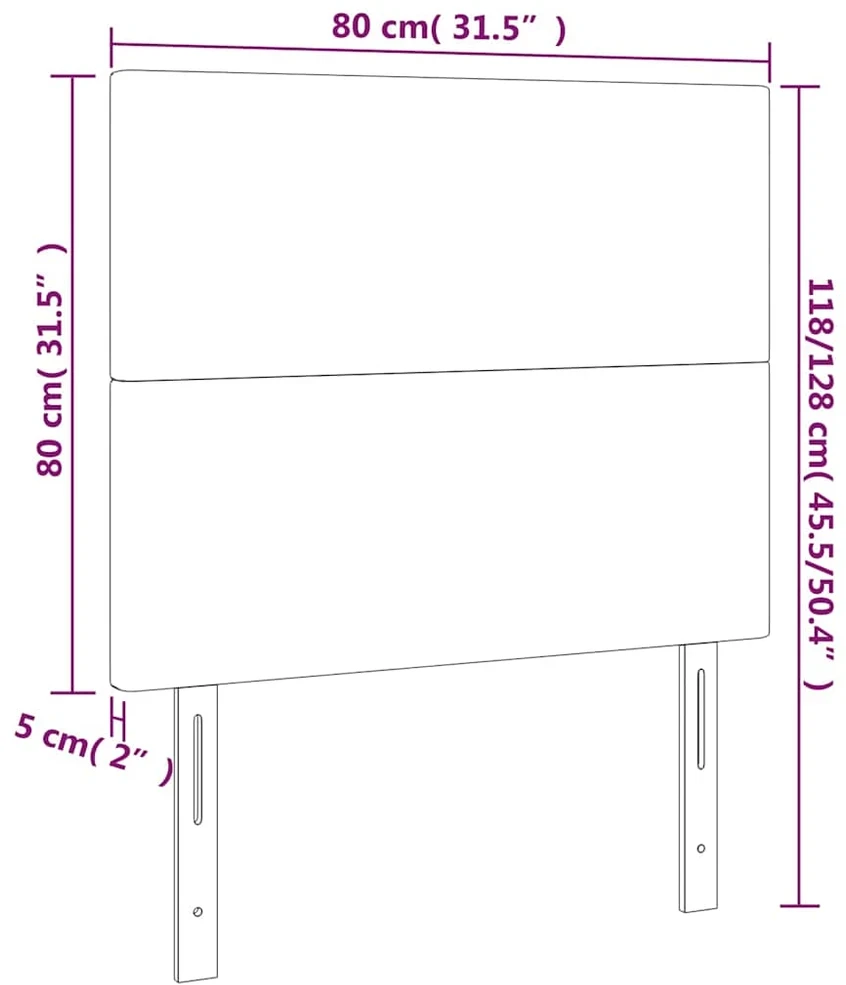 Lova Galvūgalis su LED, pilkas, 80x5x118/128cm, dirbtinė oda