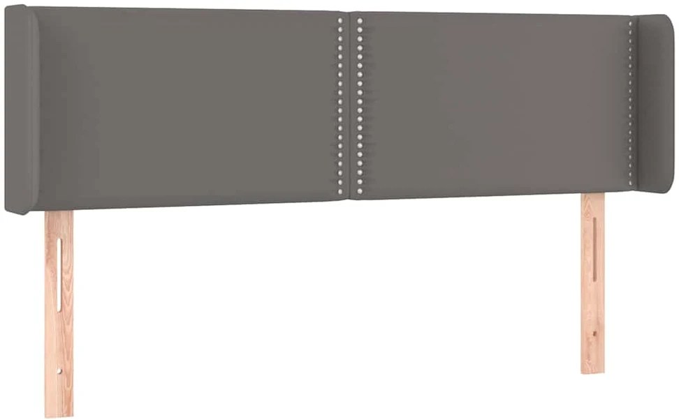 Lova Galvūgalis su LED, pilkos spalvos, 147x16x78/88cm, dirbtinė oda