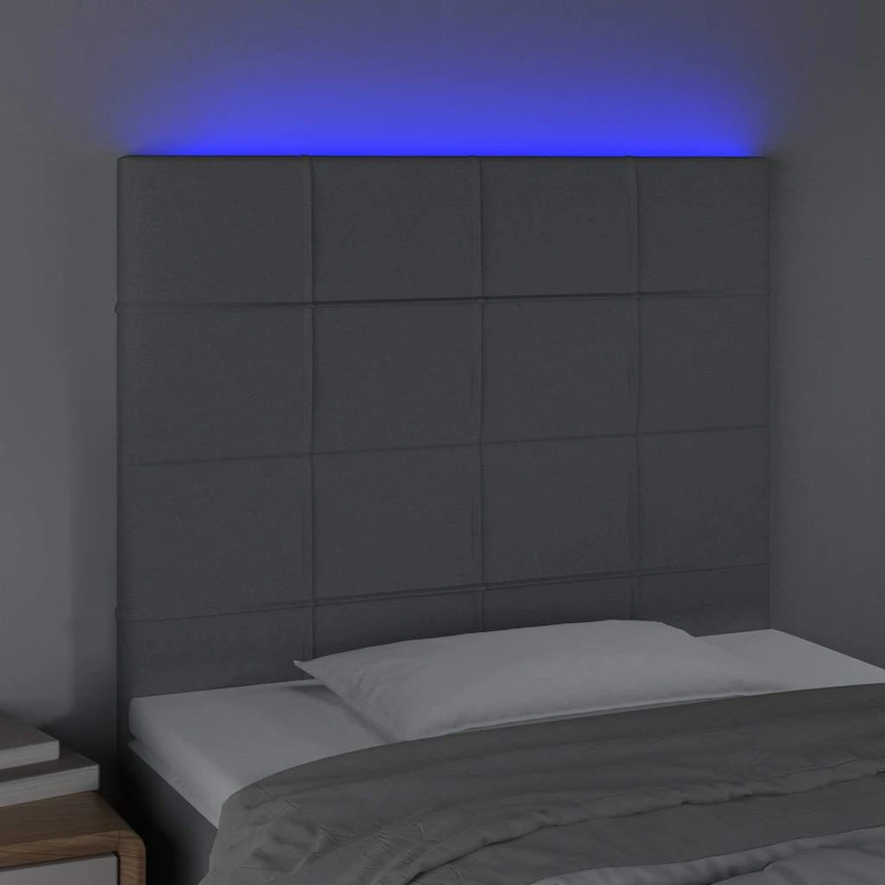 Lova Galvūgalis su LED, šviesiai pilkas, 100x5x118/128cm, audinys