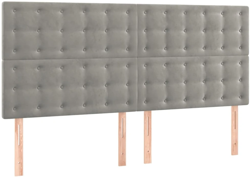 Lova Galvūgalis su LED, šviesiai pilkas, 200x5x118/128cm, aksomas