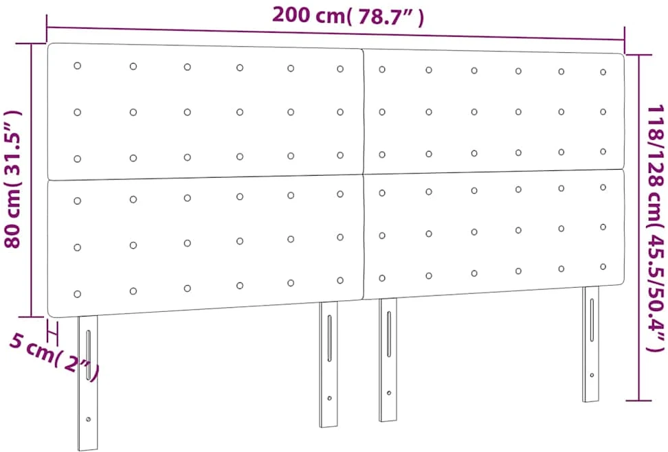 Lova Galvūgalis su LED, šviesiai pilkas, 200x5x118/128cm, aksomas