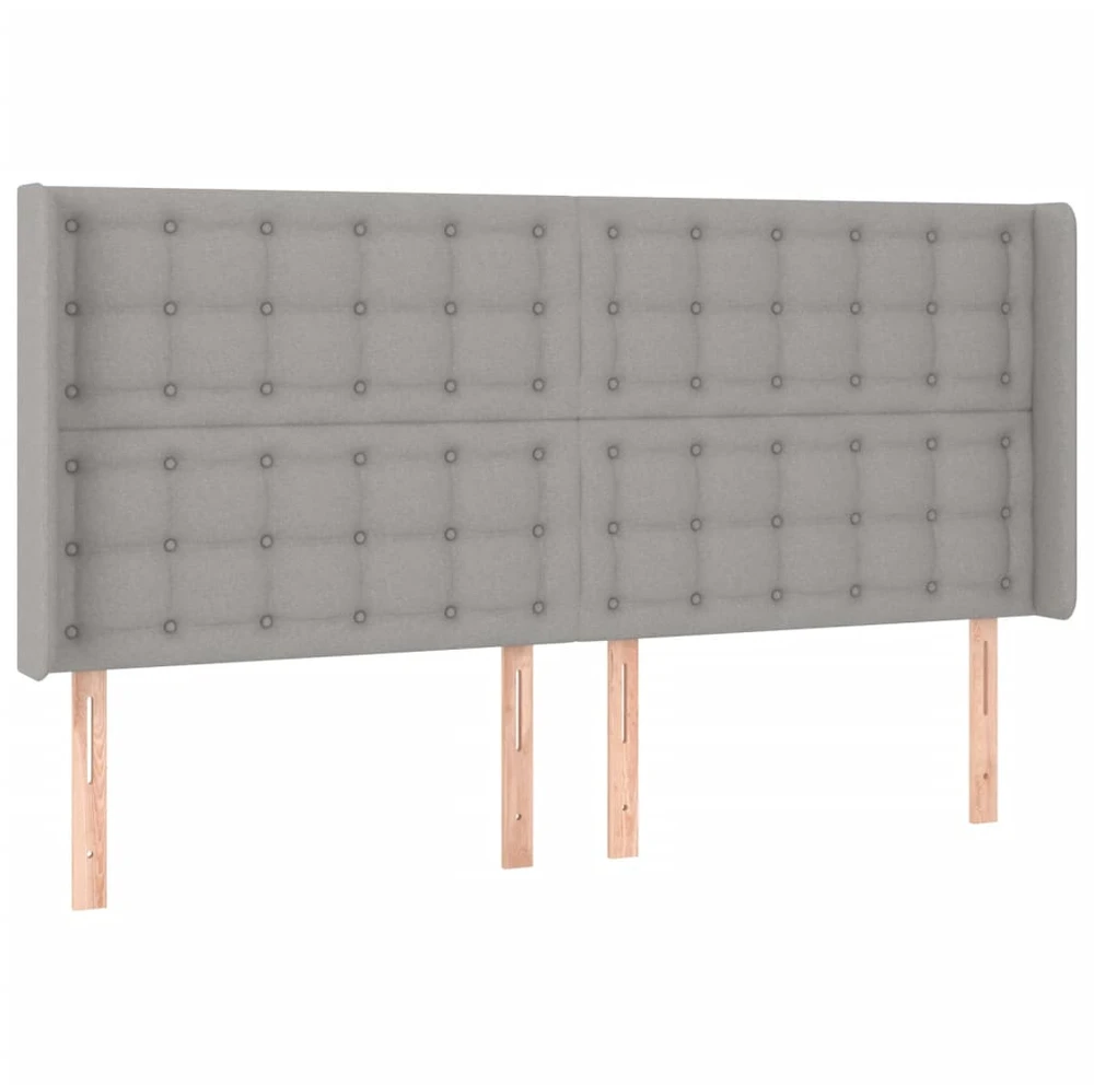Lova Galvūgalis su LED, šviesiai pilkas, 203x16x118/128cm, audinys