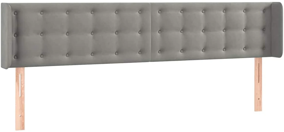 Lova Galvūgalis su LED, šviesiai pilkas, 203x16x78/88cm, aksomas