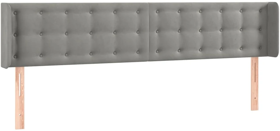 Lova Galvūgalis su LED, šviesiai pilkas, 203x16x78/88cm, aksomas