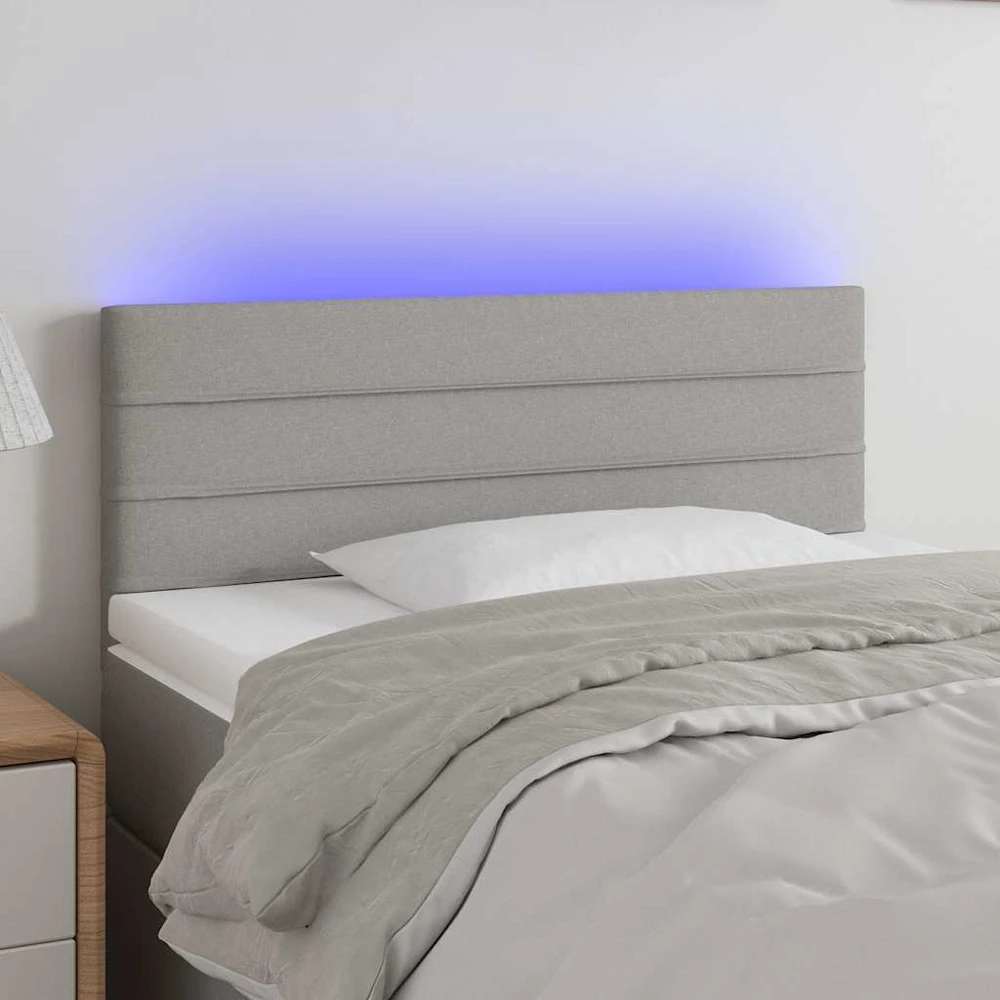 Lova Galvūgalis su LED, šviesiai pilkas, 80x5x78/88cm, audinys